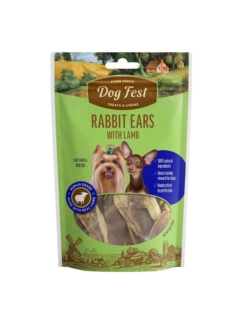 Farm Fresh Dog Fest Rabbit Ears with Lamb for Mini Dogs – 55g (1.94oz) - Image 1